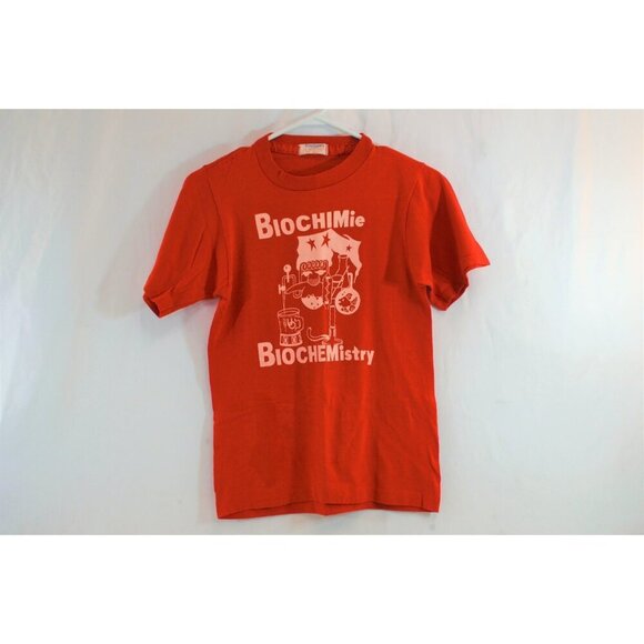 Biochemistry Biochimie Graphic T-Shirt Women's Small Red Stanfields Vintage 80s - Picture 1 of 7
